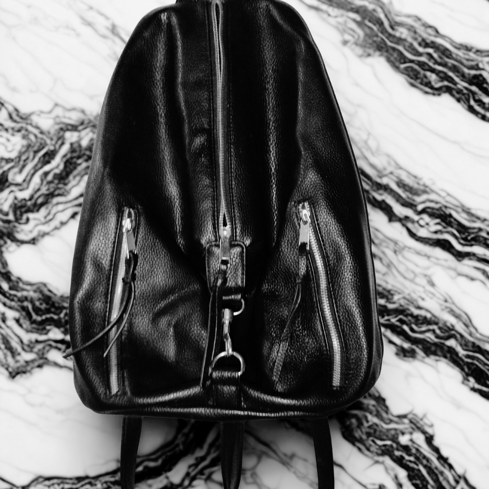 Black Leather Women's Backpack
